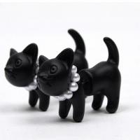 1 pair fashion cute woman lady girl black cat pearl stud earrings puncture ear jewelry drop