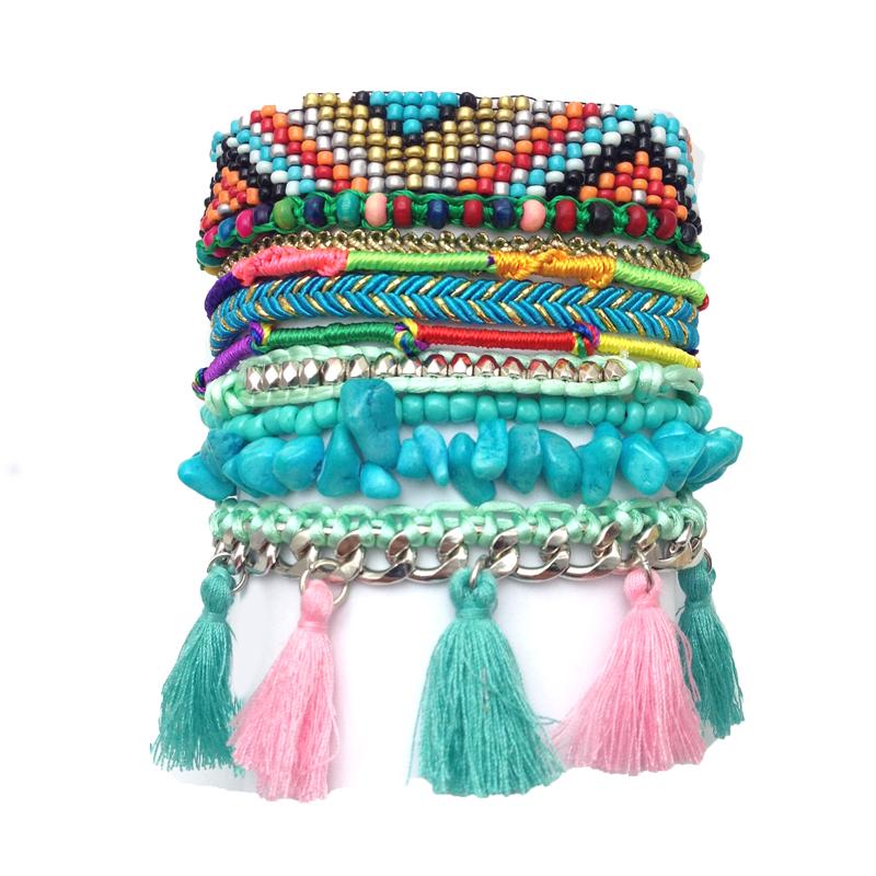2014 luxury handmade bohemia weave bead bracelet multilayer fashion statement bracelets bangles for women party jewelry