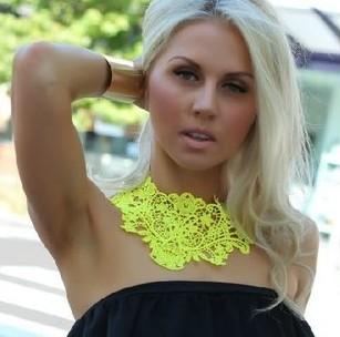 2014 new hot diy fashion neon color lace necklace false collar jewelry lace party necklace ln95