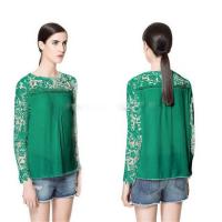 2014 new hot white blue black yellow lace sleeve chiffion women blouses tops emboriey gorgeous shirts