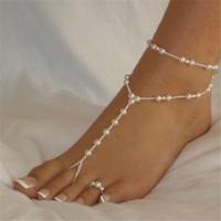 2015 fashion women ankle bracelet beach imitation pearl barefoot sandal tornozeleira femininas foot jewelry anklet chain
