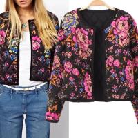 2015 new winter clothing and the wind flower printed quilting coat sweatshirt jacket shirt clip 0425