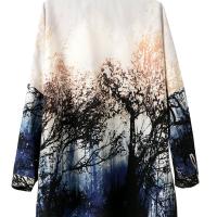 2015 spring summer new european and american style chiffon forest landscapes tree printed over sized blouses 1