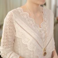 2016 hot venda nova chegada da primavera e do outono mulheres da moda coreano blusa decote 2