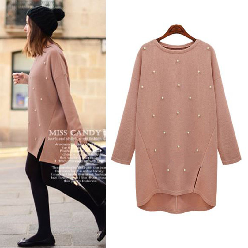 2016 new autumn winter sweater women pearl fashion o neck long sleeve jumper pullovers sweaters women