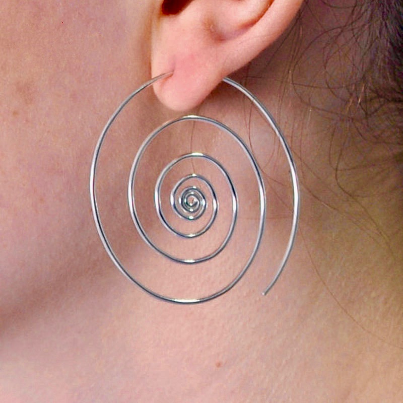 2016 new charms simple boho ethnic totem large swirl spiral hoop earrings for women koru wire