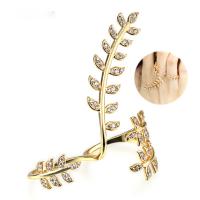 2016 new cz diamond leaf double rounds adjustable rings yellow gold plated fashion cubic zircon jewelry 2