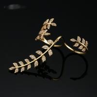 2016 new cz diamond leaf double rounds adjustable rings yellow gold plated fashion cubic zircon jewelry