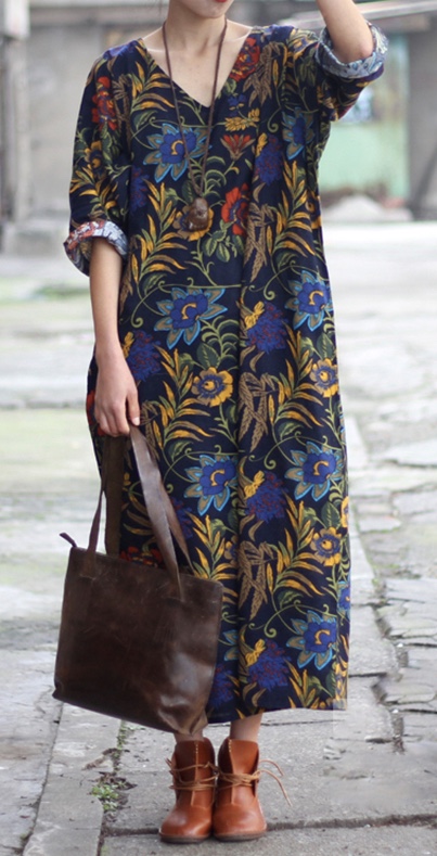 2016 summer dress women long sundress linen vintage maxi dress vestidos robe femme print causal dresses
