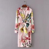 2017 mode femmes twist noeud volants fleur imprimer ray chemises manches longues blouses casual tops faciles 5