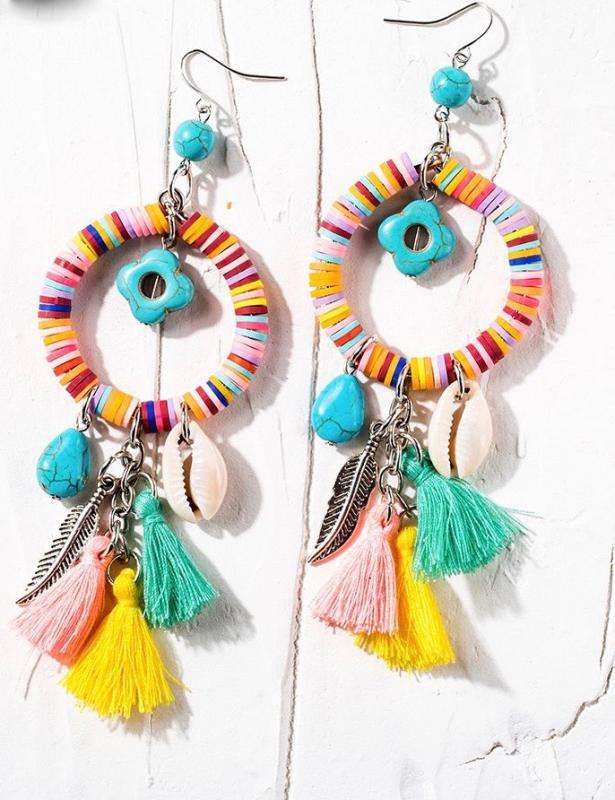 Artilady new candy color drop earrings tassel