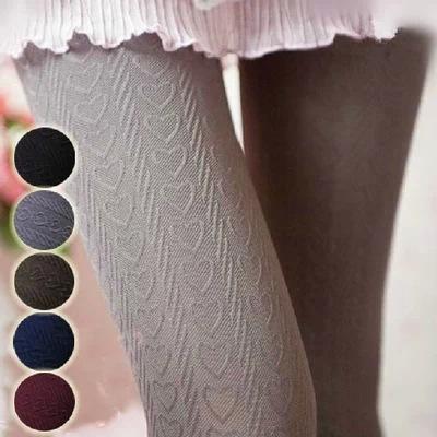 Autumn and winter peach heart vertical stripes love jacquard tights high elasticity and high quality free