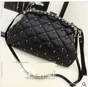 Bags 2014 women s plaid bag skull rivet day clutch shoulder bag women s bag 1