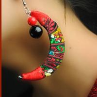 Big star handmade chinese wind fabric moon dangle earrings new original ethnic jewelry national flavor lace 3