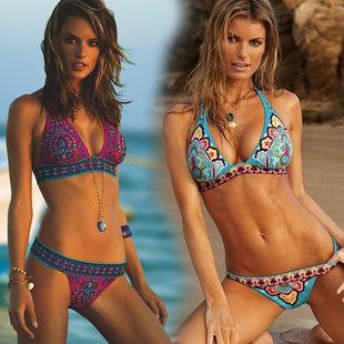 Bohemia swimwear 2015 sexy women bikini retro vintage pin up print swimsuit retro bathing suit swimwears