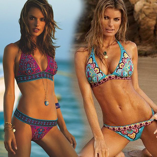 Bohemia swimwear 2015 sexy women bikini retro vintage pin up print swimsuit retro bathing suit swimwears