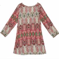 Boho style femmes summer party robe de plage manches longues ras du cou v retour sexy