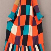 Fashion unique paragraph british style floor length sweater outerwear tassel one piece dress patchwork lacing long 2