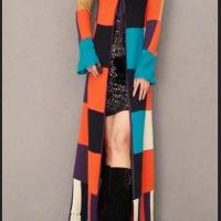 Fashion unique paragraph british style floor length sweater outerwear tassel one piece dress patchwork lacing long 3