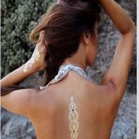 Free shopping new fashion flower body and i temporary henna tattoos metallic gold and silver bracelet