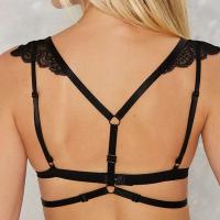 Hdy haoduoyi solid black women fashion deep v lace underwear gather adjustable sexy bra fitted single 2
