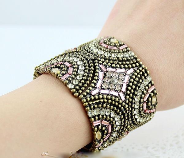 Hot sale fashion spring designer indian style colorful rhinestone and bead bracelets and bangles for women