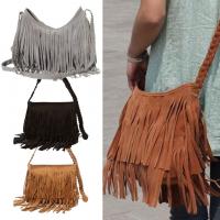 Hot sale fashion women suede weave tassel shoulder bag messenger bag fringe handbags high quality 1