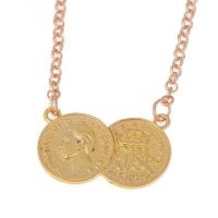 Hot sale new arrivel lucky double coins pendant necklace gold silver plated sweater chain choker necklace 1