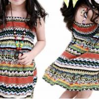 Kids girls sleeveless beach mini dress summer bohemia style sundress 2 7 y