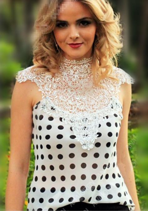 New 2014 summer women lace blouse plus size camisa blusas femininas vintage hollow out chiffon blouses 1