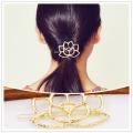 New fashion hairwear gold plated hollow lotus leaf hair pin gift for women girl h402