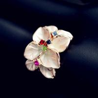 New fashion jewelry rose gold plated pink enamel flower finger ring gift for women girl lovers