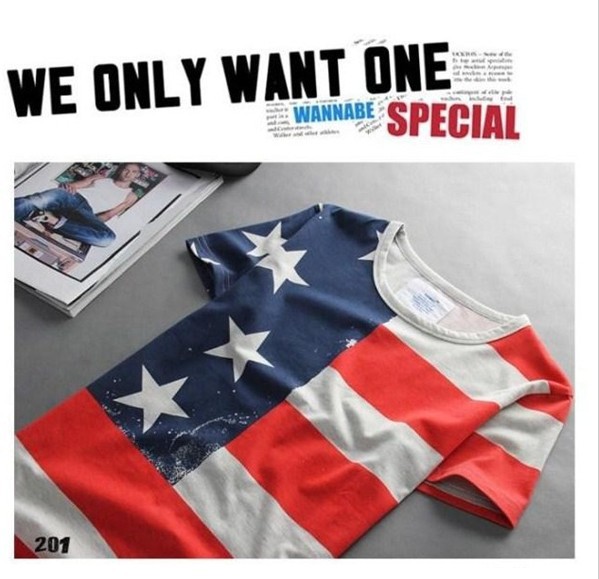 New spring 2014 fashion casual man t shirts men s usa american flag t shirt men 1