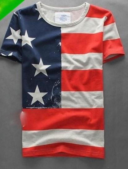 New spring 2014 fashion casual man t shirts men s usa american flag t shirt men