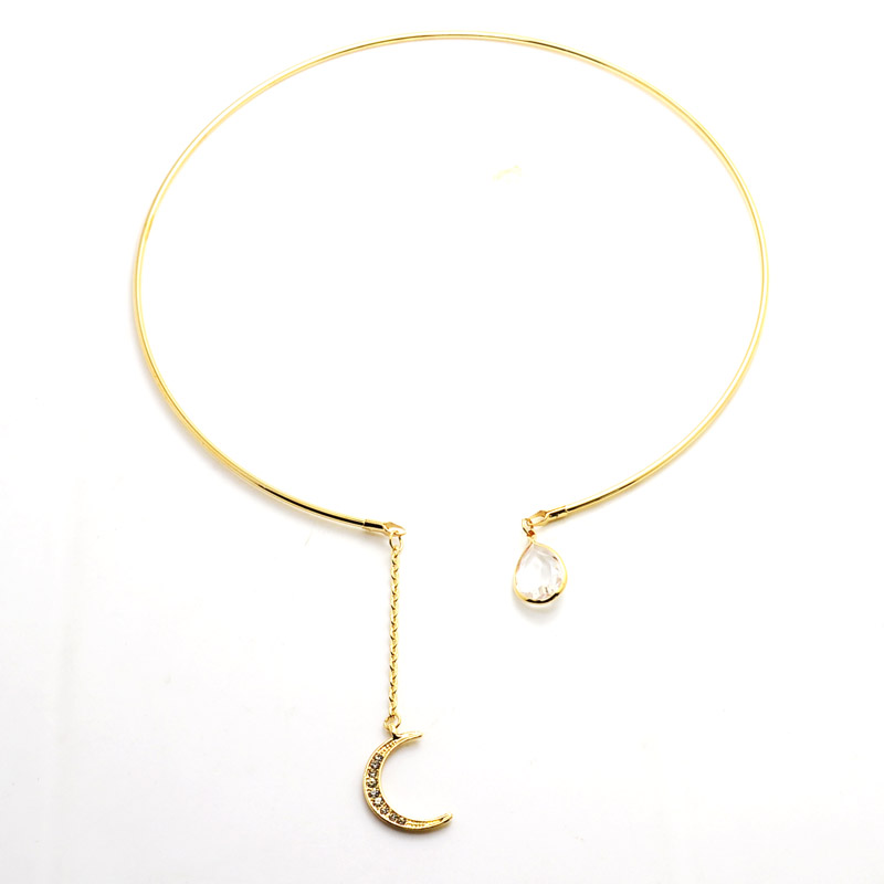 Nouveaux bijoux de mode pierre lune avec cristal couples collier cadeau pour les femmes fille n2057 2