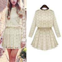 Plus size long sleeve elastic waist fall autumn dress xl 5xl 