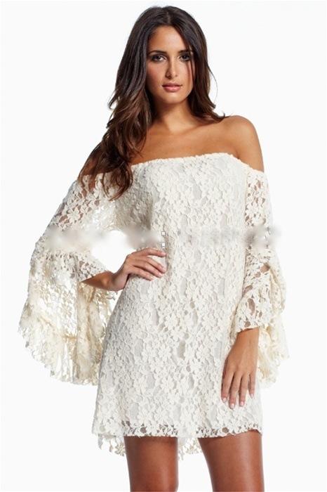 Top 2014 new long sleeved lace fringed horn new european and american fashion dress ladies fashion