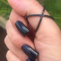 Top quality luxury elegant gold tone cross ring plain x ring cuff geometric knuckle rings for