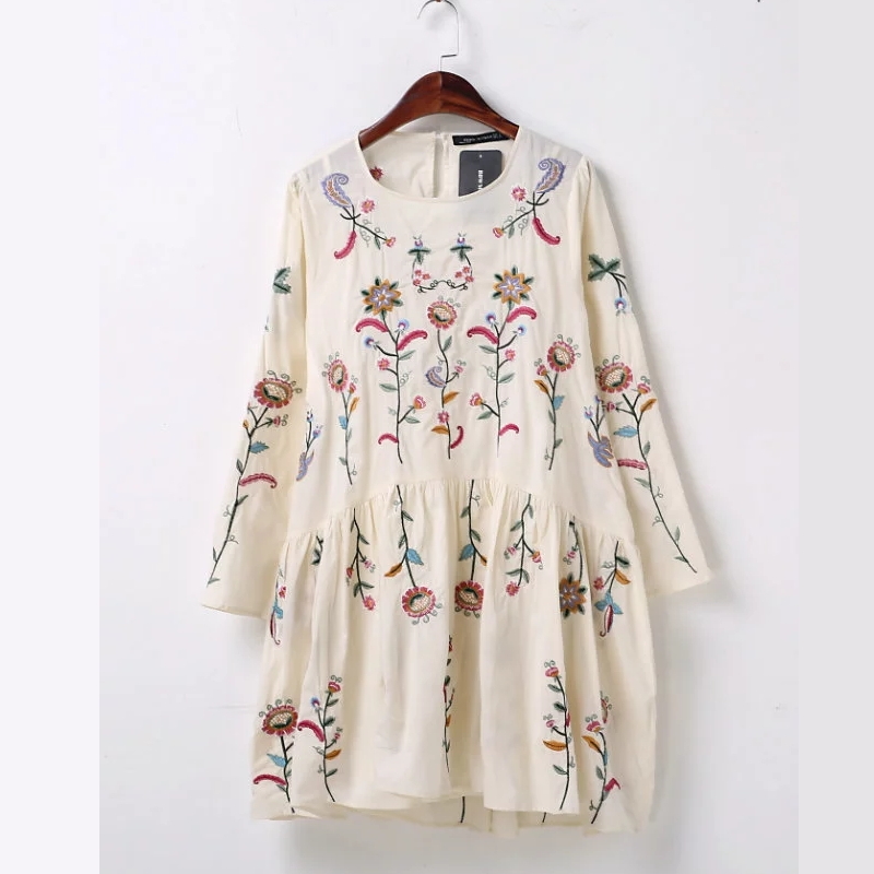 Vintage r tro broderie coton manches longues robes de mode femmes deux pi ces costume casual 8