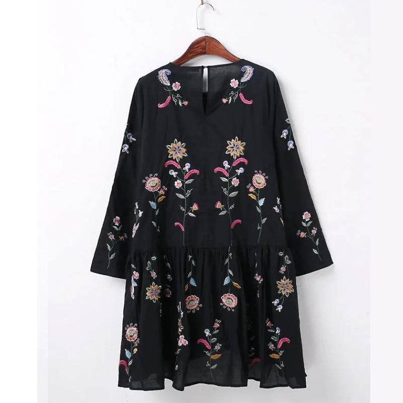 Vintage r tro broderie coton manches longues robes de mode femmes deux pi ces costume casual 9