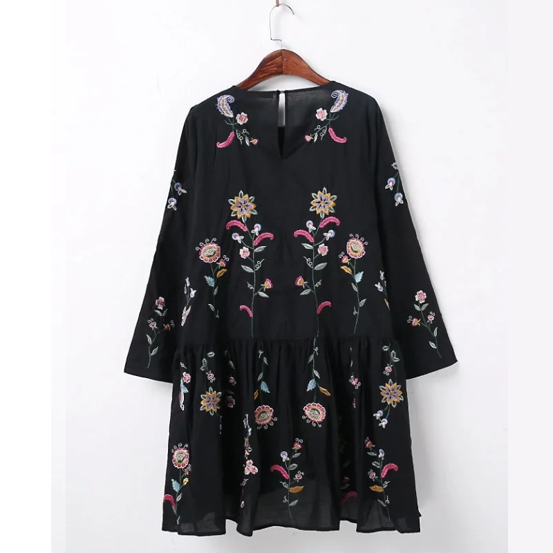 Vintage r tro broderie coton manches longues robes de mode femmes deux pi ces costume casual 9
