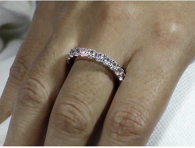 Wholesale oval cut eternity 5 ct solid sterling 925 silver wedding ring band jewelry created diamond 1