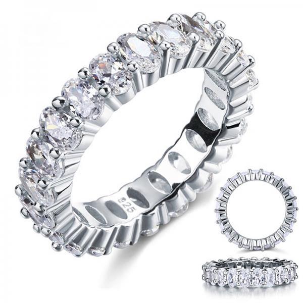 Wholesale oval cut eternity 5 ct solid sterling 925 silver wedding ring band jewelry created diamond