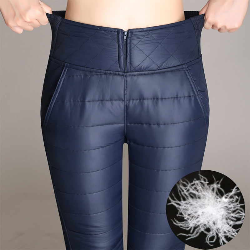 Women formal pants 2016 winter high waisted outer wear women female fashion slim warm thick down