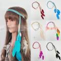 Women indian peacock feather tassels weave headdress hippie headband gift extension forehead hair head band